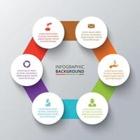 Hexagon with circles elements for infographic. vector