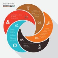 resumen infografía elemento con largo sombra. modelo para ciclo diagrama, grafico, presentación. negocio concepto con 5 5 opciones, partes, pasos o procesos. vector