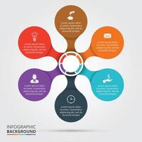 Cycle diagram infographic with 6 options, parts, steps or processes. vector