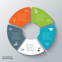 Circle element for infographic with 5 options vector