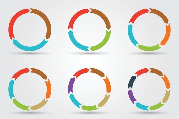 Circle arrows for infographic. Template for diagram, graph, presentation and chart. Business concept with 3, 4, 5, 6, 7, 8 options, parts, steps or processes