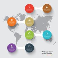 World map with infographic elements. Template for diagram, graph, presentation. Business concept with number options, parts, steps or processes. vector