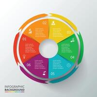 circulo elemento infografía con flechas modelo para ciclismo diagrama, grafico, presentación. negocio concepto con 6 6 opciones, partes, pasos o procesos. vector