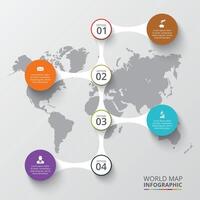 World map with infographic elements. Template for diagram, graph, presentation. Business concept with number options, parts, steps or processes. vector
