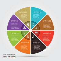 Circle element for infographic. Template for cycle diagram, graph, presentation. Business concept with 8 options, parts, steps or processes. vector