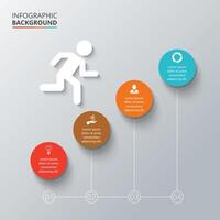 hombre sube el pasos.. modelo para diagrama, grafico, presentación. infografía con 4 4 opciones, partes, pasos o procesos. vector