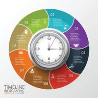 Cycle infographic with watch. Time management visualization. Business concept with 8 options, parts, steps or processes. vector
