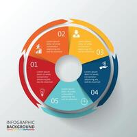 circulo elemento infografía con flechas modelo para ciclismo diagrama, grafico, presentación. negocio concepto con 5 5 opciones, partes, pasos o procesos. vector