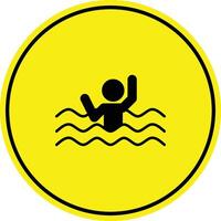 drowning warning sign, caution deep water sign, drown icon vector