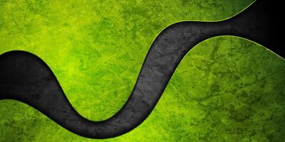 Contrast black and green wavy grunge abstract background vector