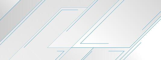 Grey geometric tech abstract background with blue lines vector