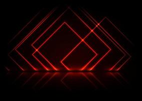 Red neon squares abstract technology background vector