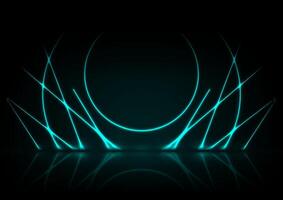 Cyan neon lines and circles abstract technology background vector