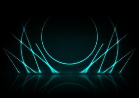 Cyan neon lines and circles abstract technology background vector