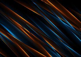 Abstract blue orange smooth glowing neon lines background vector