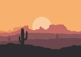 Desierto naturaleza paisaje. ilustración en plano estilo. vector