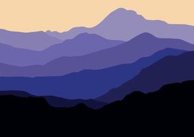 Landscape with mountains panorama. illustration in flat style. vector