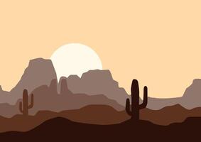Desierto naturaleza paisaje. ilustración en plano estilo. vector