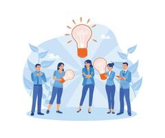 Business team discussing together. Share ideas to find solutions. Brainstorming concepts. Flat illustration. vector