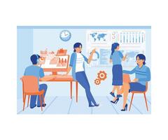 Business team working together. Exchange ideas for new projects. Brainstorming concepts. Flat illustration. vector