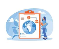Carbon footprint symbol on the globe. Sustainable ecology and environmentally friendly industry. Circular economy concept. Flat illustration. vector