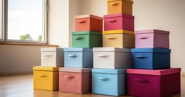 Brighten your space with colorful cloth storage boxes, perfect for organizing while adding a splash of color photo