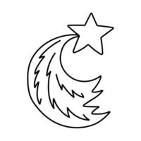 linda mano dibujado que cae estrella con Rizado cola clipart con garabatear describir. espumoso mágico estrella polvo, cometa ducha. astrología, astronomía, Navidad icono. universo brillar, luz, centelleo polvo de estrellas vector