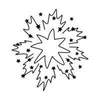 Cute hand drawn exploding star with twinkles clipart with doodle outline. Sparkling magical star dust, comet shower. Astrology, astronomy, Christmas element. Simple universe shine, light, stardust. vector