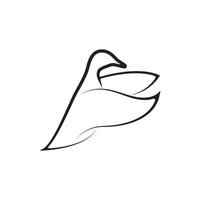 duck logo with line style flying duck icon symbol minimalist design template vector