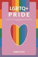 Happy pride day. LGBTQIA. Rainbow background and heart. Event or festival concept. Retro illustration vector