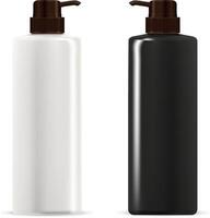 Cosmetic Pump Dispenser Bottle. Foam Container Mockup. 3d Plastic Moisturizer. Medical Liquid or Skin Treatment. vector
