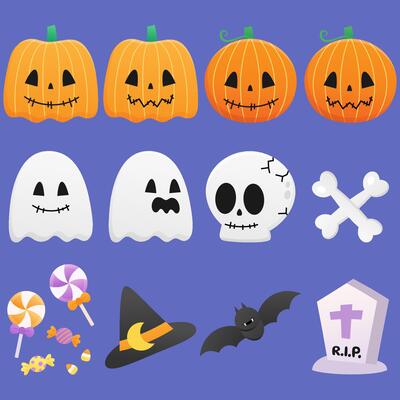 set of cute halloween elements