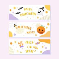 cute halloween banner set vector