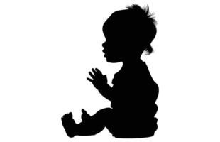 Baby Activity Silhouette in various style on white background. vector