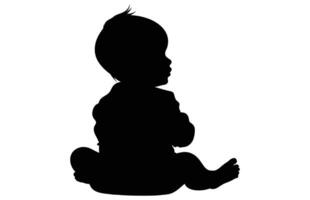 Baby Activity Silhouette in various style on white background. vector