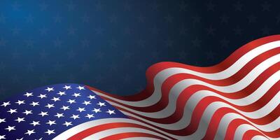 Waving flag of American isolated on transparent background vector