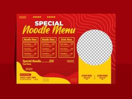 Delicious noodle Landscape menu template design vector