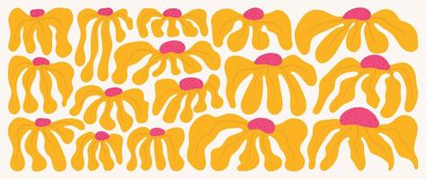 resumen botánico Arte antecedentes . natural mano dibujado modelo diseño con amarillo flores sencillo contemporáneo estilo ilustrado diseño para tela, imprimir, cubrir, bandera, fondo de pantalla. vector