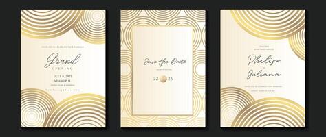 Luxury invitation card background . Golden elegant geometric shape, gold lines gradient on light background. Premium design illustration for gala, grand opening, party invitation, wedding. vector
