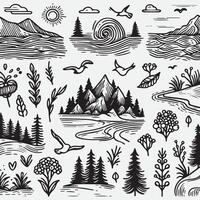 sketch design for an illustration of an exotic beach scene vector