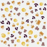 food icons in design patterns, with various colors and shapes vector