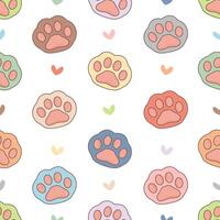 Cute paw cat seamless pattern vector