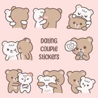 Cute bear dating couple sticker journal vector