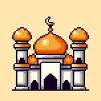 Pixel art style Mosque design vector