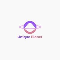 Saturn planet logo with a unique shape. vector