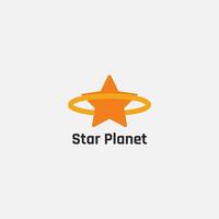 Planet logo with ringed star shape. vector