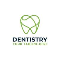 Minimalist Dental, Dentist, Dentistry Logo with Love, Heart Abstract Outline Icon vector