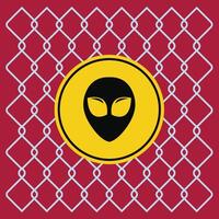 Alien area sign warning area sign sign alien area on silver chain vector