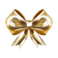 Realistic golden satin bow isolated on white background. Gift bow in 3D style. Holidays design element. Gift bow in 3D style. Greeting design. illustration vector