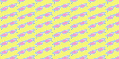 Seamless Pattern with Neon Sunglasses on yellow Background vector